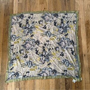 Anthropologie Green and Gray Floral Scarf